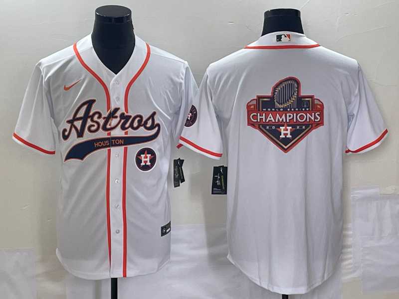 Men's Houston Astros White Team Big Logo Cool Base Baseball Jerseys